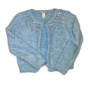 Monsoon Girls Cardigan Size 11-12 Shrug Rhinestone Embellished Blue Sparkly